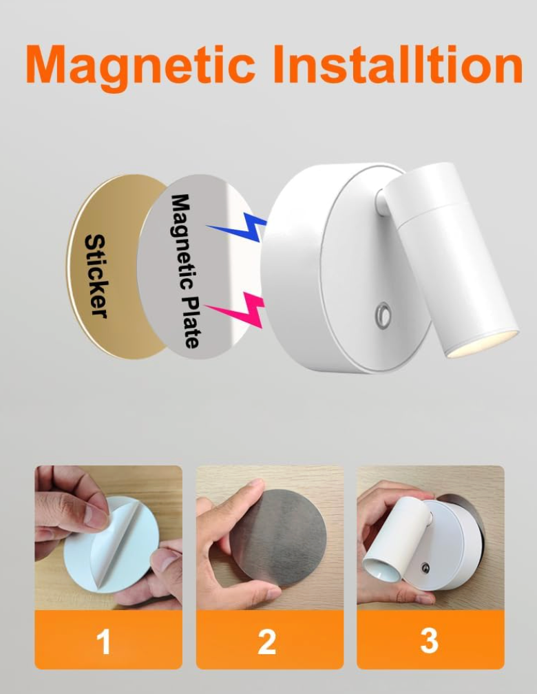Magnetic LED Wall Lamp - Cordless Task Lighting